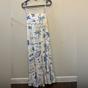 Floral Blue and White Maxi Dress